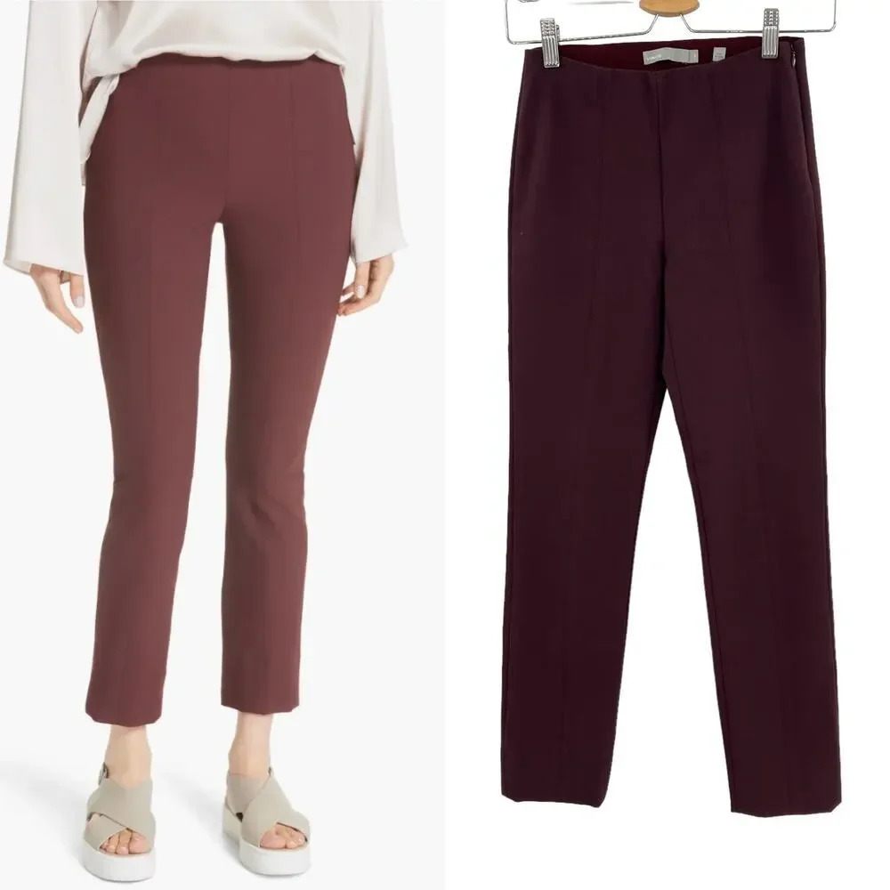 Vince Stitch Front Seam Leggings‎ In Black Cherry Maroon Size XS